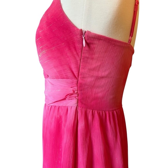 H&M | Women's Pink Shimmer Threads Asymmetrical A-Line Dress Size 6 - Picture 7 of 14